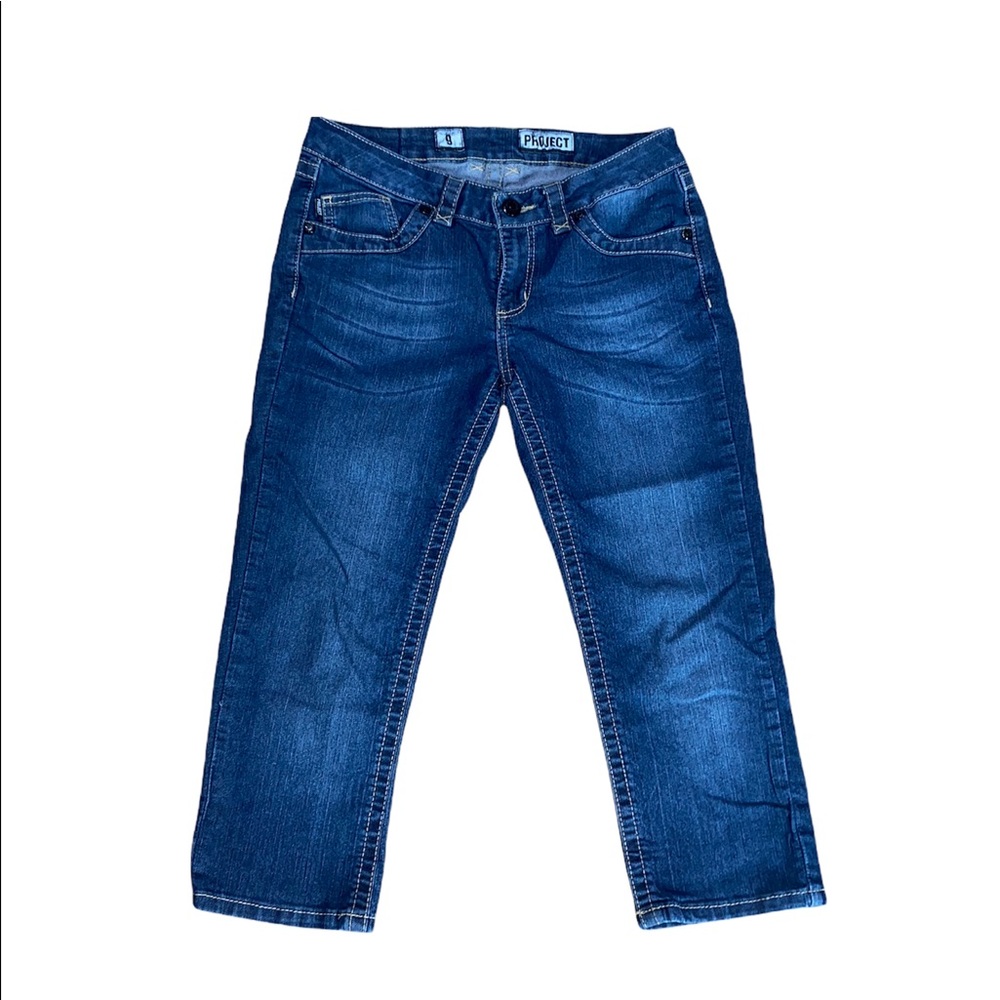 Project Capri Blue Denim Embroidered Pocket Jeans sz 9
